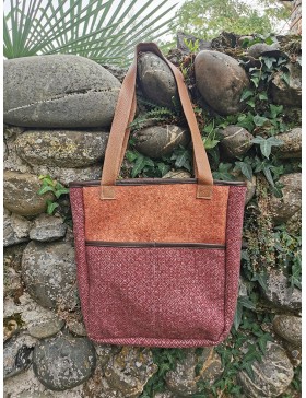 Sac grande pochette / bordeaux - orange