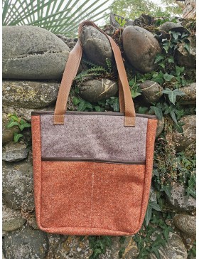 Sac grande pochette / orange - mauve