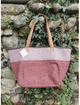 Sac cabas  grand carré /bordeaux - mauve