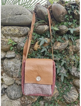 Sac besace carré / bordeaux - mauve