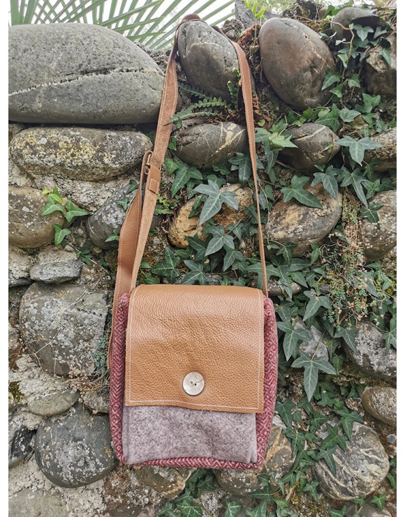 Sac besace carré / bordeaux - mauve