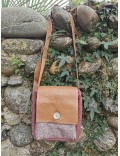 Sac besace carré / bordeaux - mauve