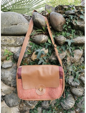 Sac besace rectangle / orange - bordeaux