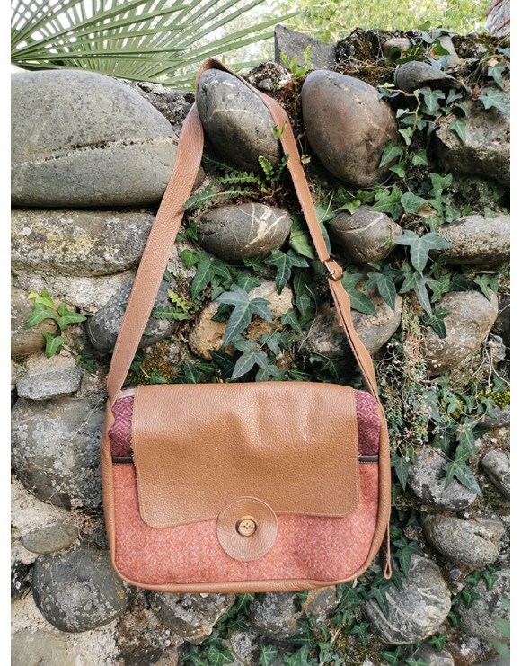 Sac besace rectangle / orange - bordeaux