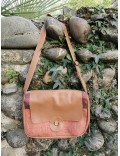 Sac besace rectangle / orange - bordeaux