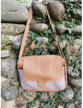 Sac besace rectangle / mauve - orange / PROMO