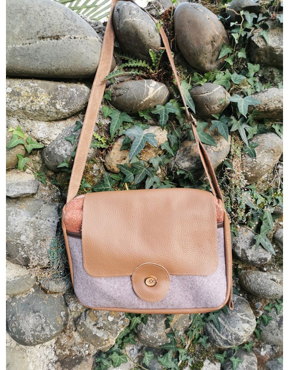 Sac besace rectangle / mauve - orange