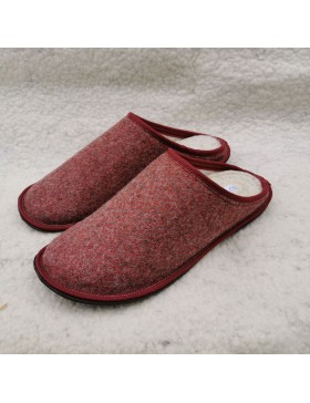 LES MULES FOURREES / citrouille - ecru - rouge brique