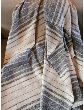 Grand plaid LEGER RAYE / basalte - ivoire