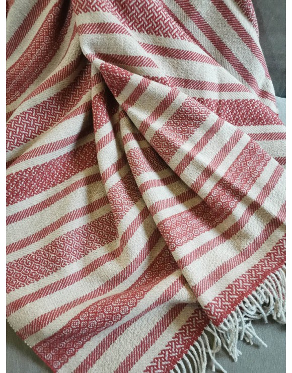 Grand plaid EPAIS - MOTIFS RAYE / raisin - sépia